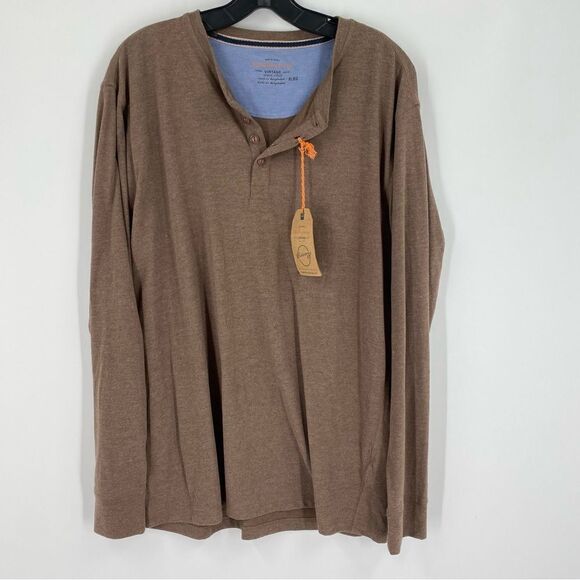 Weatherproof Men’s Henley Neck Long Sleeve Tan Shirt size XL - Picture 1 of 3